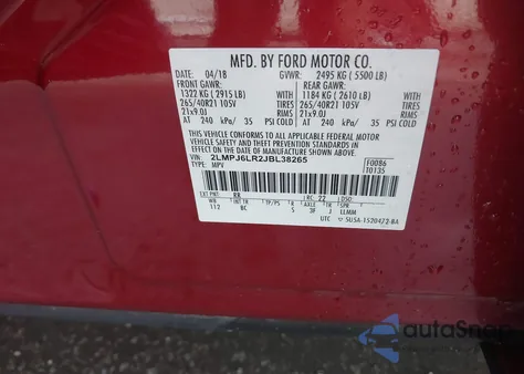 2018 Lincoln Mkx Reserve from USA, damaged, VIN 2LMPJ6LR2JBL38265